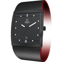 Obaku Harmony Mens Analog Stainless Watch - Black Leather Strap - ...