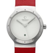 Obaku Harmony V119lcwrr Ladies Watch Silver/red