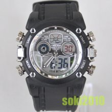 Ohsen Black Day Date Analog Digital Mens Quartz Wrist Band Quartz Watch W22