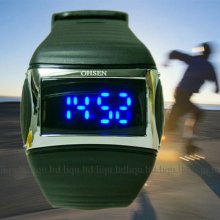 Ohsen Led Fashion Men's Wrist Watches Digital Blue Light Pvc Sport Watch