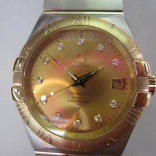 Omega Constellation Men's Watch Automatic Sapphire Diamond 18k Gold Original