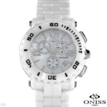 Oniss On8109-l Chronograph Swiss Movement Ladies Watch White/white