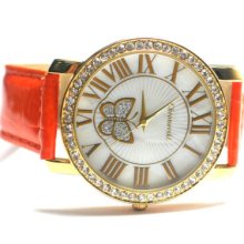 Orange Strap Butterfly Bling Crystal Watches Bug14