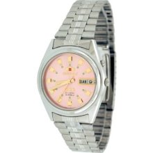 Orient Bem6q004m Men's Tri Star Stainless Steel Pink Dial Automatic Watch