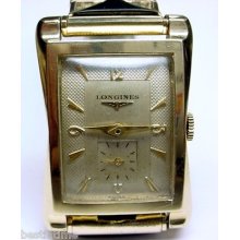 Original Vintage 1955 Longines Fancy Hour Glass Bezel Tutone Dial Watch Service