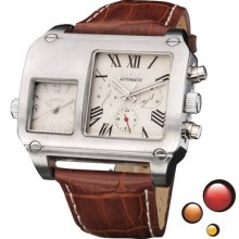 Orkina Mens Boys Quartz Automatic Mechanical Wrist Watches Double Dial Watch