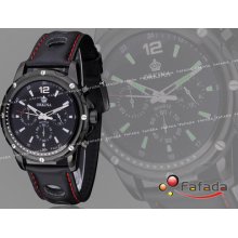 Orkina Mens Quartz Wrist Watch Small Dial Analog Display Black Pu Leather Strap