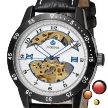 Orkina Stylish Mens Mechanical Wrist Watches Hollow Dial Watch Pointer Display