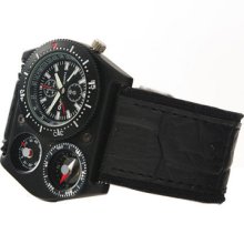 Oulm Military Army Quartz Wrist Watch Cool Luxury Leather Sports Hours Boys Mens