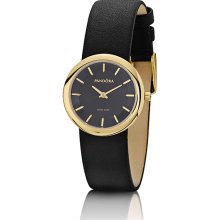 Pandora Pure Watch - Black Leather, Gold Plated