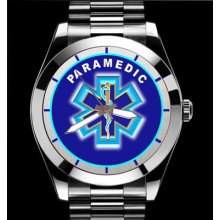 Paramedic Ems Emt Rescue Medical Alert Quartz Stainless Watch