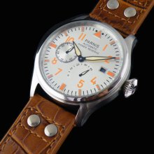 Parnis Big Pilot Power Reserve Chronometer Watch White Dial Sea-gull 2530 P011h