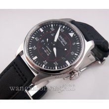 Parnis Black Dail Power Reserve Automatic St 2533 Watch Black Fabric Leather 370