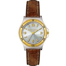 Pedre Tristan Ladies` Two-tone Watch With Brown Leather Strap