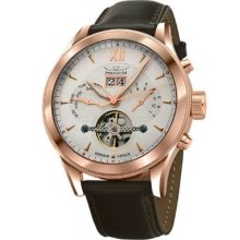 Perigaum Mens Rose Tone Montebello 35 Jewel Automatic White Dial Watch