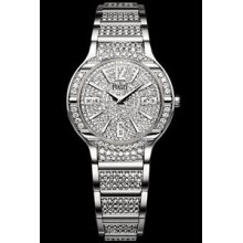 Piaget Polo 32mm White Gold Pave Diamond Watch G0A36234