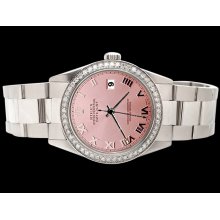 Pink roman dial Stainless steel datejust oyster bracelet rolex watch