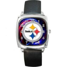 Pittsburgh Steelers Unisex Silver-Tone Square Metal Watch 24