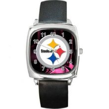 Pittsburgh Steelers Unisex Silver-Tone Square Metal Watch 25