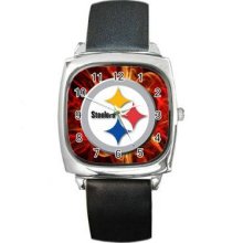 Pittsburgh Steelers Unisex Silver-Tone Square Metal Watch 22