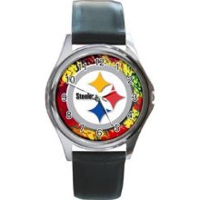 Pittsburgh Steelers Unisex Silver-Tone Round Metal Watch 19