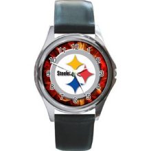 Pittsburgh Steelers Unisex Silver-Tone Round Metal Watch 22