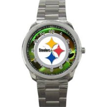 Pittsburgh Steelers Unisex Silver-Tone Sports Metal Watch 20