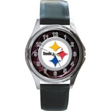 Pittsburgh Steelers Unisex Silver-Tone Round Metal Watch 18