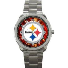 Pittsburgh Steelers Unisex Silver-Tone Sports Metal Watch 22