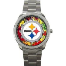 Pittsburgh Steelers Unisex Silver-Tone Sports Metal Watch 19