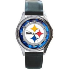 Pittsburgh Steelers Unisex Silver-Tone Round Metal Watch 27