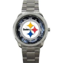 Pittsburgh Steelers Unisex Silver-Tone Sports Metal Watch 29