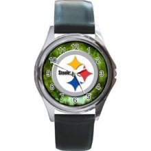 Pittsburgh Steelers Unisex Silver-Tone Round Metal Watch 17