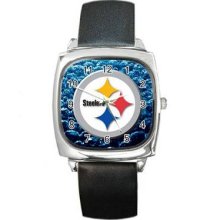 Pittsburgh Steelers Unisex Silver-Tone Square Metal Watch 28