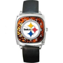 Pittsburgh Steelers Unisex Silver-Tone Square Metal Watch 21