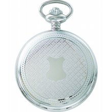 Polished silver quartz pocket watch & chain by charles hubert #3543