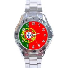 Portugal Flag Stainless Steel Analogue Watch Portugese