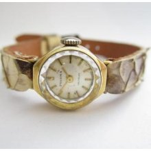 Prisma Tiny Used Ladies Watch Leather Band Manual Wind Running