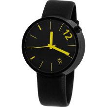 Projects Mens Towards Stainless Watch - Black Leather Strap - Black Dial - 7288BY