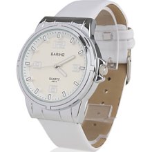 PU Leather Band Elegant Square Wrist Watch - White