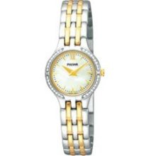 Pulsar Crystal Collection Ladies` Mother Of Pearl Dial Watch