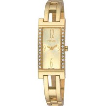 Pulsar Ladies Crystal Gold Tone Dress Bracelet Quartz Watch PEG504