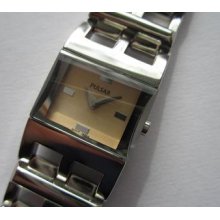 Pulsar Square N.o.s. Stainless Steel Ladies Size Watch Runs And Keeps Time