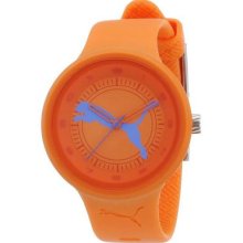 Puma Womens Slick Blue Big Cat Orange Plastic Case Polyurethane Strap Watch