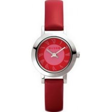 QM711.36.01 Mango Ladies Flamingo Red Dial With Red Matt Leather Strap...