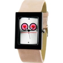 Quartz Powered Stainless Steel Leather Band Wrist Watch (Pink) - Leather - Pink