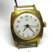 Rare Soviet Luch Ladies (women) Gold Plated Watch White Dial