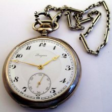 Rare Swiss Pocket Watch Longines Silver 439