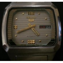 Rare Tv Case 17j 7009 Seiko Vintage Automatic Classic Grey Face Watch