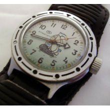 Rare Ussr Russian Watch Wostok Komandirskie Amphibian Antimagnetic 17 J. 121